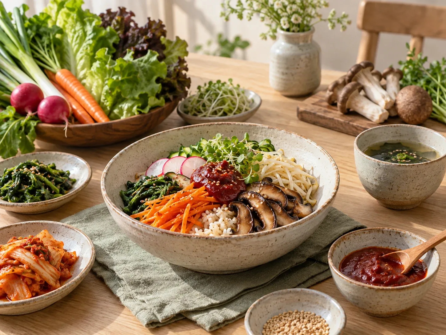 로컬 식재료로 차린 식사와 반찬